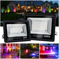 Projecteur LED extérieur 50W IP65 étanche haute luminosité RGB à changement de couleur avec télécommande pour éclairage paysager de jardin