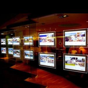 Enseigne LED pour <span class=keywords><strong>agence</strong></span> immobilière, bordure noire ou argentée, affichage <span class=keywords><strong>publicitaire</strong></span>, A4 A3 - Product Image 5