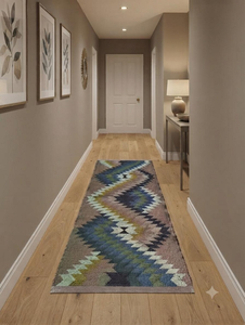 Tapis de couloir en laine et jute tissé à la main, style bohème tribal |   Tapis de couloir de style kilim géométrique pour chambre à coucher, salon, entrée, décoration de la maison - Product Image 2
