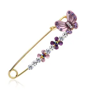 Komi Phụ Nữ Của Áo Len Pin Lớn Bướm Flower Corsage Pin Cape Khóa Khăn Choàng Clip Quần Áo Trâm Eo Quần An Toàn Pins