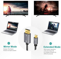 Cable Mini Thunderbolt Macho a Macho de Alta Calidad, Chapado en Oro, PVC, 2M, Resolución 4K para Monitor y Reproductor de DVD