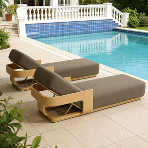 Meubles de jardin <span class=keywords><strong>en</strong></span> <span class=keywords><strong>teck</strong></span> de luxe moderne, chaises de <span class=keywords><strong>piscine</strong></span>, chaises longues d'extérieur, chaises de plage, ensemble de patio pliable résistant aux UV - Product Image 3