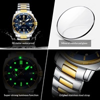 Montre à quartz pour homme POEDAGAR 873, deux tons, boîtier coussin, cadran bleu, bracelet en acier, étanche, lumineuse, date, sport, montre-bracelet de luxe
