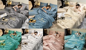 Hoogwaardig ijszijde beddengoedset van 4 delen, antibacterieel, comfortabel, zomerdekbed, geborduurd beddengoedset - Product Image 6