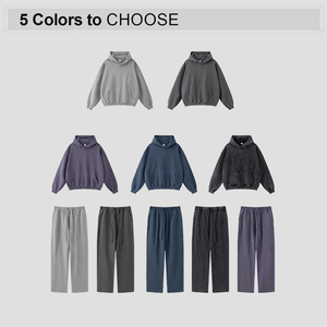 Chất lượng cao cổ điển Hoodies và Sweatpants thiết lập biểu tượng tùy chỉnh in ấn thêu rửa đường phố mặc axit rửa Sweatpants thiết lập - Product Image 2