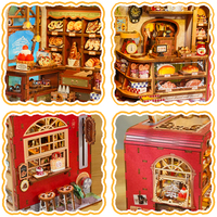 Kit de maison de poupée 3D en bois Tonecheer Wholesale Only Toast Bakery pour les détaillants de briques et de mortier avec éclairage LED