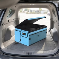 Organisateur de coffre de voiture pliable avec couvercle en tissu Oxford, boîte de rangement pour SUV, camionnette, fourgonnette