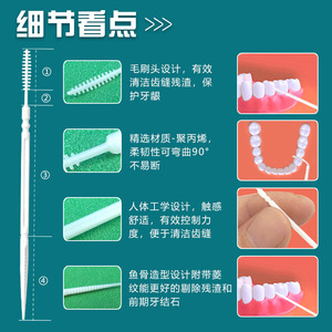 แปรงซอกฟันรูปทรงก้างปลา โพลีโพรพิลีน ไม้จิ้มฟันพลาสติกสองด้าน สำหรับทำความสะอาดฟัน ดูแลสุขภาพช่องปาก - Product Image 1
