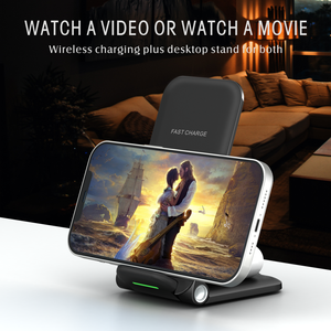 Universal 3-in-1 <strong>Wireless</strong> <strong>Charging</strong> Station Multi-Function Foldable Phone <strong>Stand</strong> with 10W Output Power for Earphones - Product Image 5