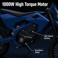 Moto tout-terrain électrique transfrontalière européenne et américaine 48V 1000W, vitesse 80 km/h, grande autonomie, batterie lithium, Dirt Bike tout-terrain