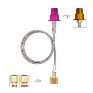 Tuyau d'air tressé en acier inoxydable W21.8 avec adaptateur à connexion rapide fileté CGA320 pour réservoir de CO2 externe, 1,5 m, compatible SodaStream - Product Image 1