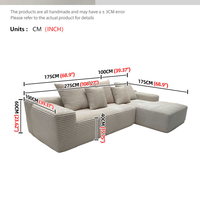 Modernes Modulares Memory-Schaum L-förmiges Sofa für Apartment, Wohnzimmer, Hotel, Villa mit Hochdichtem Schwamm, 0,6 Zoll Komprimiert, 2/3-Sitzer Ecksofa