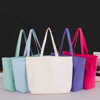 Bolso de compras de lona de algodón reutilizable de color sólido liso con parte inferior y lados, bolso de lona personalizado con logotipo personalizado