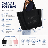 Sac fourre-tout en toile de coton surdimensionné pour femme avec logo personnalisé, sac à bandoulière réutilisable et résistant, respectueux de l'environnement