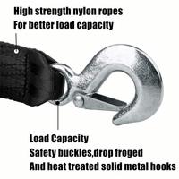 Sangle de remorquage robuste en nylon noir de 6 m pour bateaux, voitures et véhicules, avec mousqueton de sécurité – Pièces de rechange