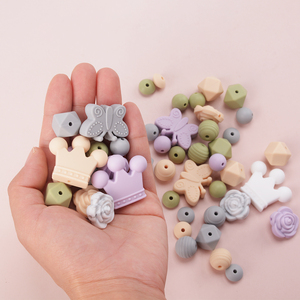 Nouvelles perles en silicone souple de qualité alimentaire sans BPA, motif floral, pour sucettes, perles à mâcher en silicone pour bébé, vente en gros - Product Image 2