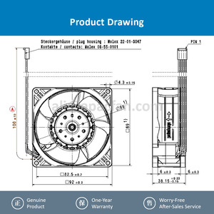 พัดลมแบบแกนขนาดกะทัดรัด ebmpapst 3218J/2H4P-187 50W 48V DC 1A 13000RPM - Product Image 4
