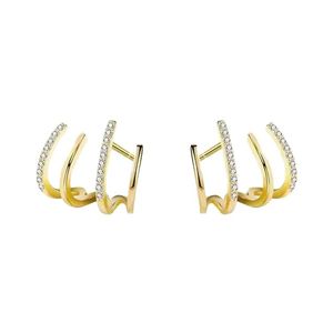 Pendientes de Aro para Mujer con Cristales de Estrás, Corte Brillante Redondo, Chapados en Oro, Aleación de Zinc, Engaste de Canal, Moda 2026 - Product Image 5