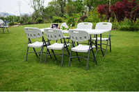 Table rectangulaire pliante en plastique portable HDPE de 6 pieds avec poignée pour fête en plein air