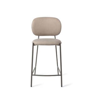 <span class=keywords><strong>Tabouret</strong></span> <span class=keywords><strong>de</strong></span> <span class=keywords><strong>bar</strong></span> moderne en tissu <span class=keywords><strong>taupe</strong></span> clair, chaise <span class=keywords><strong>de</strong></span> <span class=keywords><strong>bar</strong></span> ovale rembourrée à hauteur <span class=keywords><strong>de</strong></span> comptoir avec pieds en métal fin mat et repose-pieds - Product Image 2