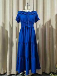 Vestido Largo Maxi de Verano 2026 para Mujer, Manga Corta, con Volantes, Tirantes Ajustables, Hombros Descubiertos, Estilo Europeo, Dobladillo Grande, Vestido Casual - Product Image 4