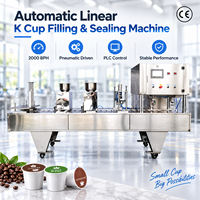 Machine de remplissage et de scellage linéaire automatique de tasse de K 2000BPH pneumatique pour les composants de noyau chimique de boisson moteur PLC de moteur