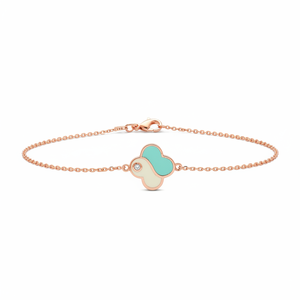 Trendy Enamel Design <b>Clover</b> Shape Charm <b>Bracelet</b> Turkish Handmade Wholesale 925 Sterling Silver Jewelry - Product Image 2