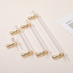 Acrylic Cabinet Handle Transparent Crystal Bar Shape <b>Drawer</b> <b>Pull</b> Minimalist Design Zinc Alloy Plating Durable Furniture Hardware - Product Image 2