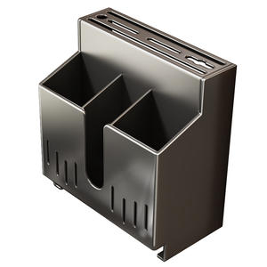 Support mural moderne pour couteaux avec tiroir et porte-baguettes, organisateur de rangement de cuisine multifonctionnel, design suspendu de forme carrée - Product Image 2