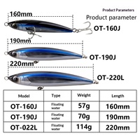 SHIMANO Japon Pingzheng Pencil 22cm 114g Pêche en mer Flottant Eau Luya Appât artificiel dur Hameçons Appât de pêche