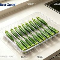 Boîtes et barquettes d'emballage en plastique PET PP jetables personnalisées, épaisseur 1 mm, marque Best Guard, sur mesure pour les okras