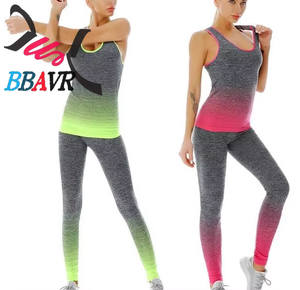 Knit Close Fitting <b>Womens</b> Vest Leggings Sets Outdoor Jogging <b>Running</b> Training Cycling Leggings Vest Set for <b>Women</b> Summer - Product Image 1