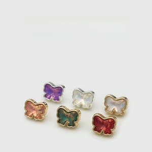 Bottone in Metallo con Strass Colorati Viola e Fiocco Decorativo - Product Image 3