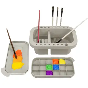 Lavadora de escova multifuncional de plástico com suporte para pintura aquarela, lavadora de escova para pintura aquarela acrílica