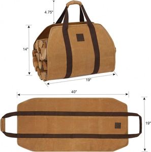 Porte-bûches en cuir BSCI, sacs de rangement en toile cirée pour bois de chauffage, prix usine - Product Image 2