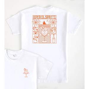 Camiseta Aperol Spritz blanca de manga corta con estampado gráfico de bebida de verano - Product Image 1