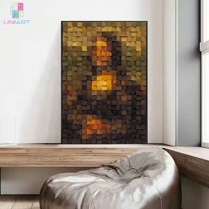 ユニアート 3D ウォールアート ポップアート モダン モナリザ 木製モザイク絵画 アート リビングルーム ポーチ 廊下 装飾絵画 - Product Image 3