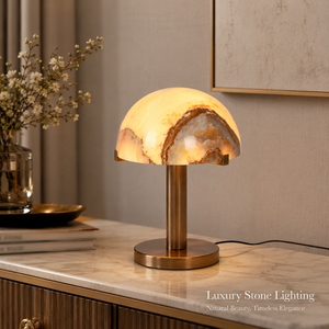 Light Luxury Natural Jade Stone Mushroom <b>Table</b> Lamp Artistic Decorative Desk Lamp <b>bedside</b> lamps Brushed Brass OEM ODM Factory - Product Image 5
