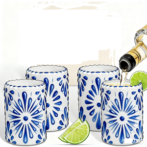 Vasos de chupito clásicos de <span class=keywords><strong>Talavera</strong></span> de 2oz, taza de tequila de cerámica hecha a mano con <span class=keywords><strong>Talavera</strong></span>, diseño de cerámica mexicana, regalos de tequila para amigos - Product Image 1