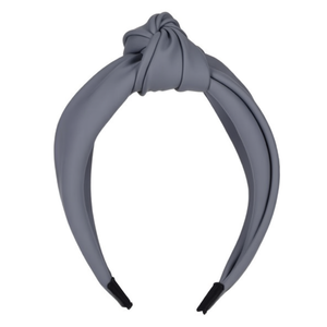 Diadema de PU con nudo para mujer, banda ancha de color sólido, accesorios para el cabello a la moda, ajustable para uso diario - Product Image 1