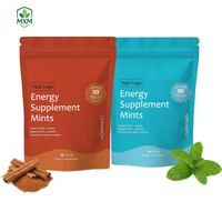 Complément de vitamines B pour adultes OEM, comprimés de L-théanine et caféine naturelle, booster d'énergie, menthe poivrée, cannelle, effet rafraîchissant intense