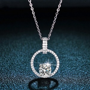 S925 collana in argento Sterling 1 carati Moissanite ciondolo con diamanti <span class=keywords><strong>gioielli</strong></span> dal vivo regalo per gli amanti - Product Image 2