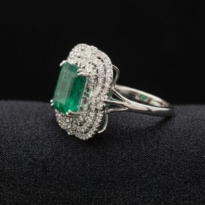 Anillo minimalista de platino con diamantes, elegante anillo de compromiso, simple y brillante, regalo de joyería para boda - Product Image 4