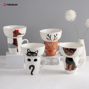 Oem 사용자 정의 디자인 로고 개 말 패턴 식기 세척기 어린이를위한 전자 레인지 안전한 미국 스타일 세라믹 도자기 식기 식기 세트 - Product Image 4