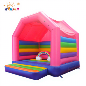 Castillo Inflable con Tobogán y Trampolín Arcoíris, Certificado CE, Impermeable, Fácil de Instalar - Product Image 1