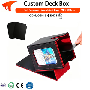 Boîte de rangement pour cartes Torson en cuir PU imperméable pour plus de 100 cartes à double protège-cartes avec fenêtre de visualisation pour les jeux TCG CCG Yugioh - Product Image 1