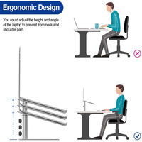 Support d'ordinateur portable en métal réglable personnalisé OEM, support de bureau antidérapant en silicone pour ordinateur portable