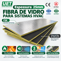 Laine de verre ignifuge EN13501 du Brésil, 80 kg/m³, 25 mm, pour isolation de conduits CVC et systèmes de ventilation de bâtiments d'entrepôt
