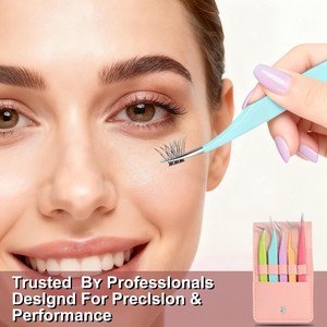 แหนบต่อขนตาสแตนเลสแบบพกพา 5 ชิ้น หลายแบบ ใช้งานสะดวก สำหรับผู้เริ่มต้น - Product Image 5