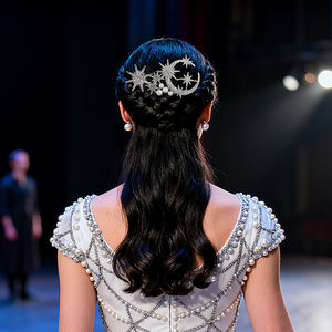 Estrella de ocho puntas Luna brillante peine para el cabello aleación con incrustaciones de diamantes de imitación perlas Clips diseño europeo <span class=keywords><strong>novia</strong></span> boda estilo horquilla - Product Image 2